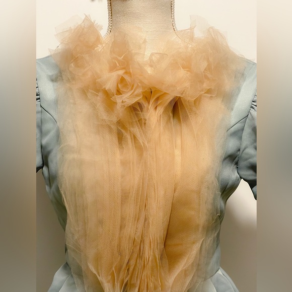 Lolita Cosplay Light Blue Short Dress w/Tulle Collar Sz Small - Picture 3 of 8